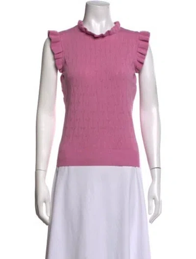 Pre-owned Pearl By Lela Rose Patterned Mock Neck Sweater In Pink