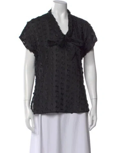 Pre-owned Pearl By Lela Rose Patterned V-neck Sweater In Black