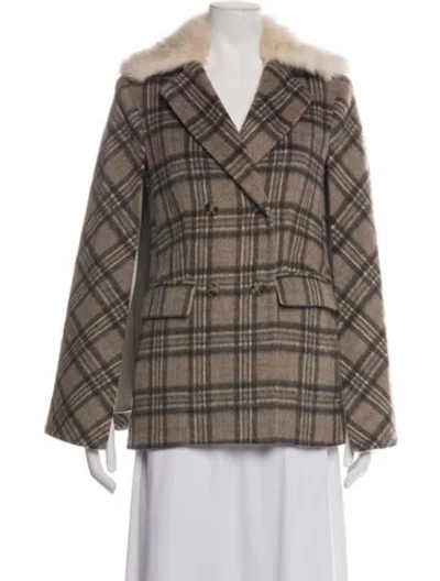 Pre-owned Pearl By Lela Rose Plaid Print Blazer In Neutrals