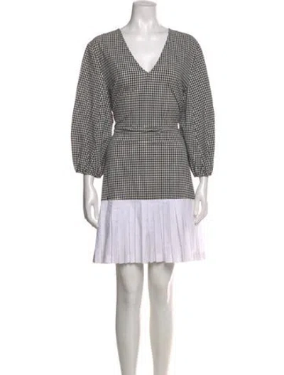 Pre-owned Pearl By Lela Rose Plaid Print Mini Dress In Black