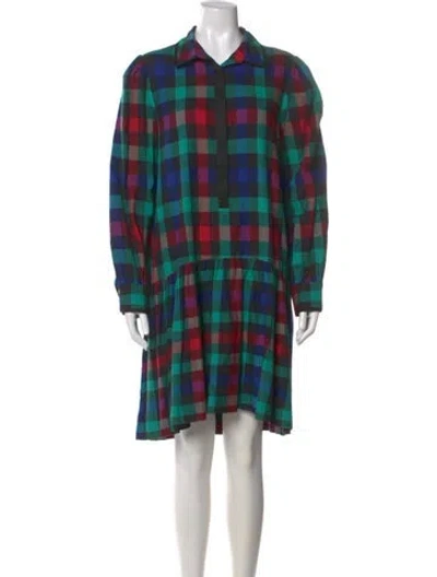 Pre-owned Pearl By Lela Rose Plaid Print Mini Dress W/ Tags In Green