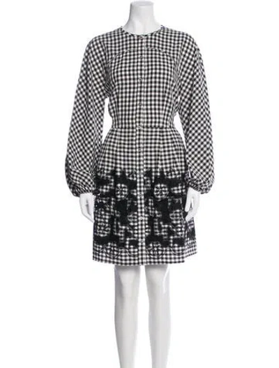 Pre-owned Pearl By Lela Rose Plaid Print Mini Dress In White