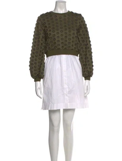 Pre-owned Pearl By Lela Rose Polka Dot Print Mini Dress W/ Tags In Green