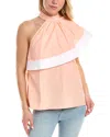 PEARL BY LELA ROSE PEARL BY LELA ROSE POPLIN ASYMMETRICAL RUFFLE TOP