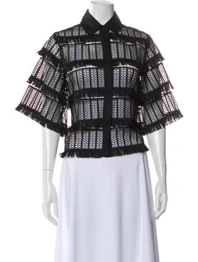 Pre-owned Pearl By Lela Rose Printed Evening Jacket In Gray