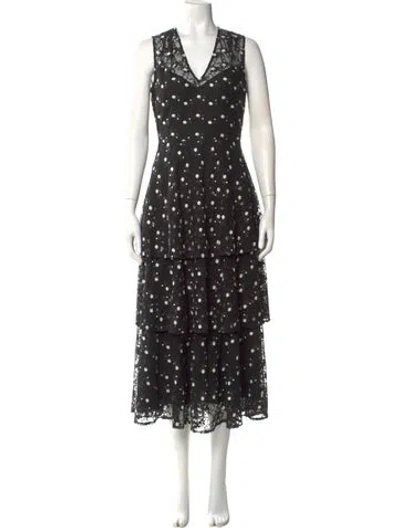 Pre-owned Pearl By Lela Rose Printed Long Dress W/ Tags In Black