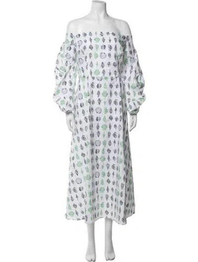Pre-owned Pearl By Lela Rose Printed Long Dress W/ Tags In White