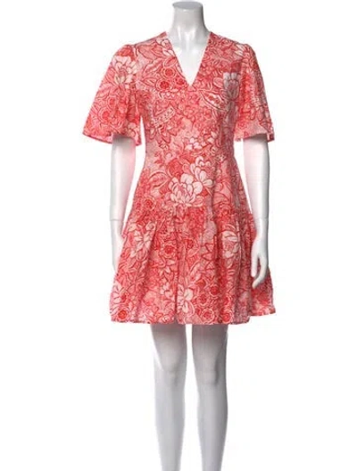 Pre-owned Pearl By Lela Rose Printed Mini Dress In Red
