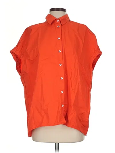 Pre-owned Pearl By Lela Rose Short Sleeve Blouse In Orange