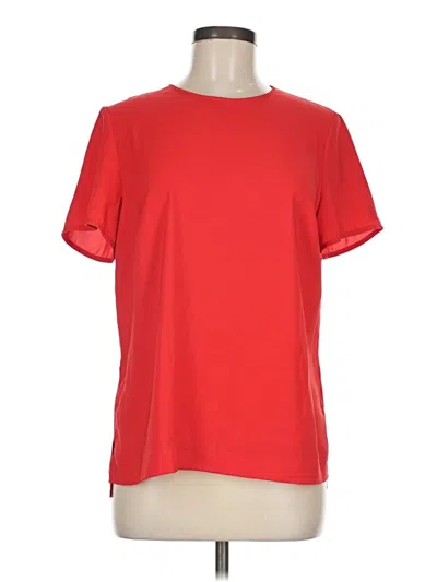 Pre-owned Pearl By Lela Rose Short Sleeve Top Red Crew Neck Tops