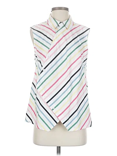 Pre-owned Pearl By Lela Rose Sleeveless Button Down Shirt In White