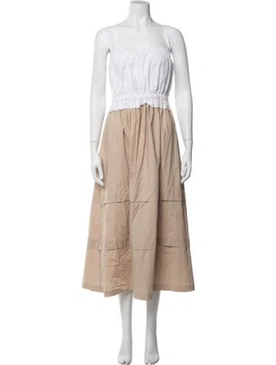 Pre-owned Pearl By Lela Rose Square Neckline Long Dress W/ Tags In Neutrals