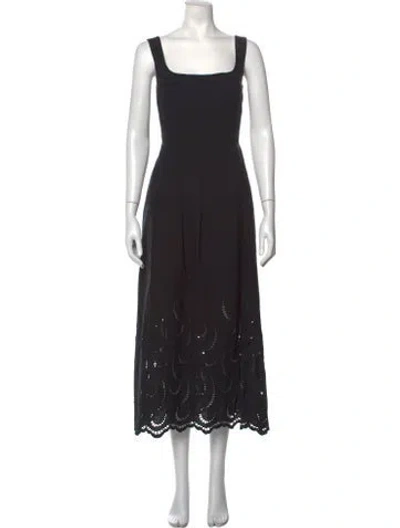 Pre-owned Pearl By Lela Rose Square Neckline Midi Length Dress In Black