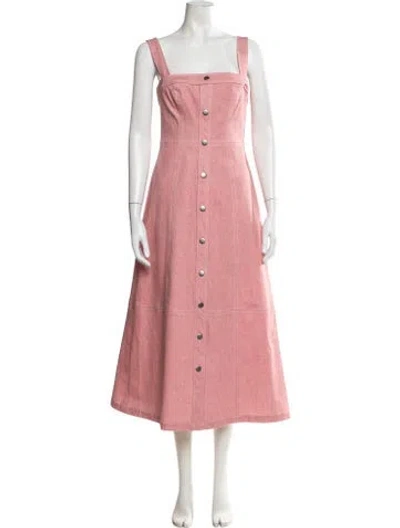 Pre-owned Pearl By Lela Rose Square Neckline Midi Length Dress In Pink
