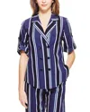 Pearl By Lela Rose Striped Camp Shirt In Multi