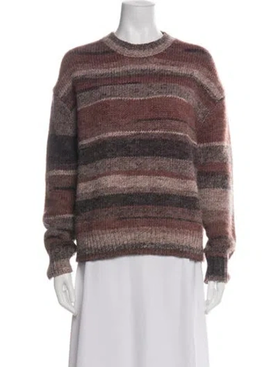 Pre-owned Pearl By Lela Rose Striped Crew Neck Sweater In Green