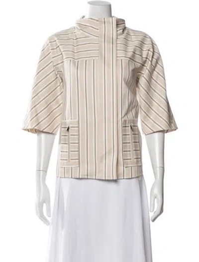 Pre-owned Pearl By Lela Rose Striped Jacket W/ Tags In Neutral