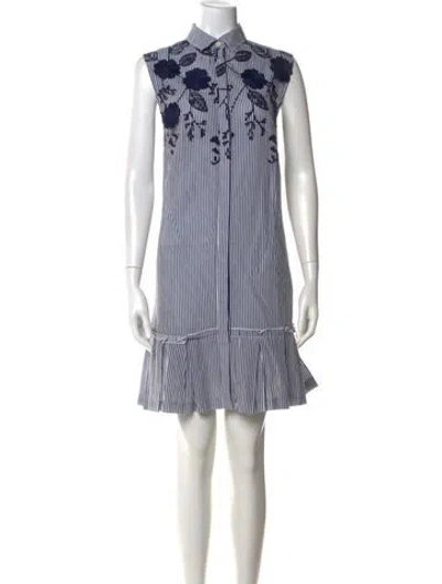 Pre-owned Pearl By Lela Rose Striped Knee-length Dress In Blue