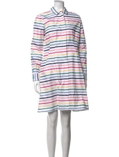 Pre-owned Pearl By Lela Rose Striped Knee-length Dress In White