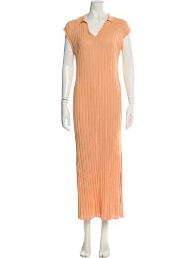 Pre-owned Pearl By Lela Rose Striped Long Dress In Orange