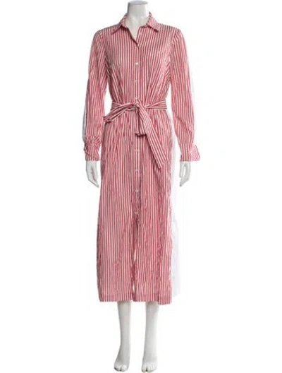 Pre-owned Pearl By Lela Rose Striped Long Dress In Pink/red