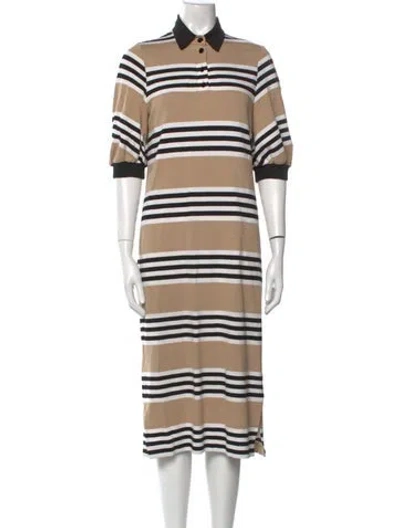 Pre-owned Pearl By Lela Rose Striped Midi Length Dress In Neutral