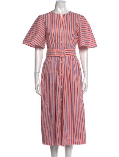 Pre-owned Pearl By Lela Rose Striped Midi Length Dress In Pink/purple