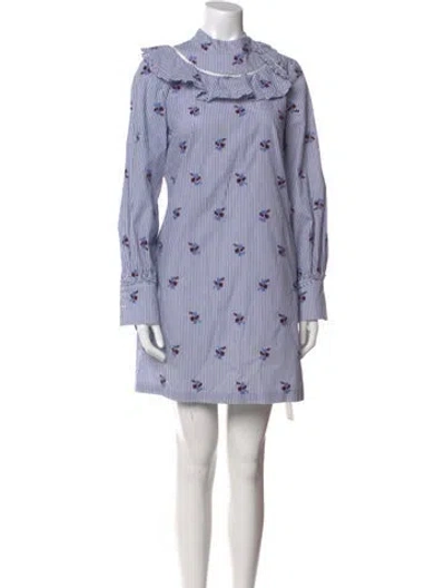 Pre-owned Pearl By Lela Rose Striped Mini Dress In Blue