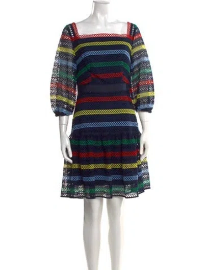 Pre-owned Pearl By Lela Rose Striped Mini Dress In Blue