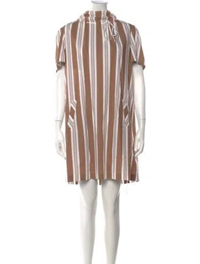 Pre-owned Pearl By Lela Rose Striped Mini Dress In Neutrals