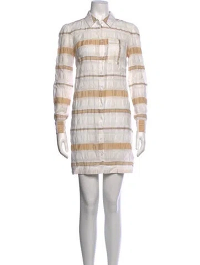 Pre-owned Pearl By Lela Rose Striped Mini Dress In Neutrals