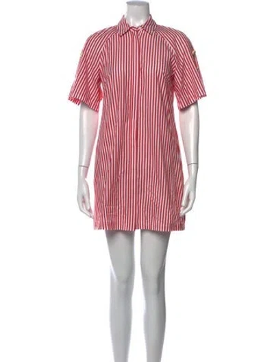 Pre-owned Pearl By Lela Rose Striped Mini Dress In Red