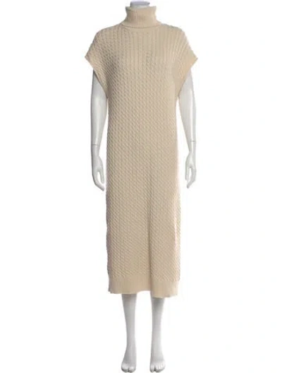 Pre-owned Pearl By Lela Rose Turtleneck Midi Length Dress In Neutral