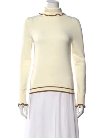 Pre-owned Pearl By Lela Rose Turtleneck Sweater In Neutrals/yellow