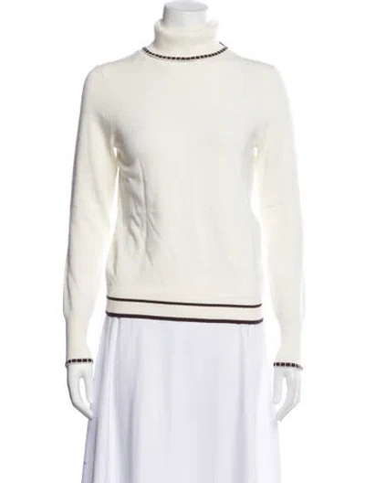 Pre-owned Pearl By Lela Rose Turtleneck Sweater In White