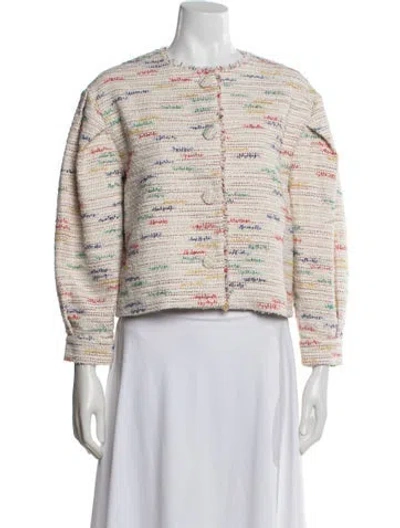 Pre-owned Pearl By Lela Rose Tweed Pattern Jacket In Neutral