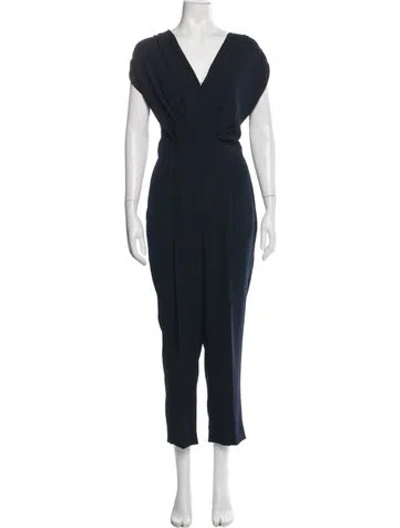 Pre-owned Pearl By Lela Rose V-neck Jumpsuit In Blue