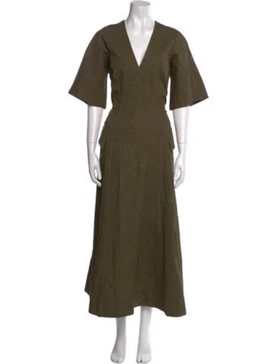 Pre-owned Pearl By Lela Rose V-neck Long Dress In Green