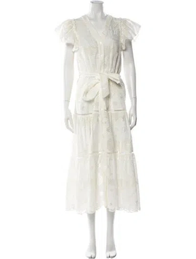Pre-owned Pearl By Lela Rose V-neck Long Dress In White