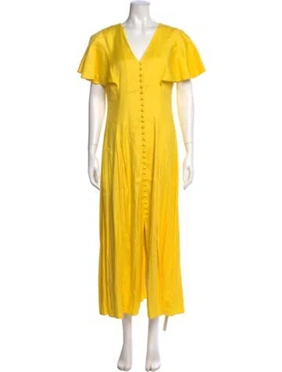 Pre-owned Pearl By Lela Rose V-neck Long Dress In Yellow