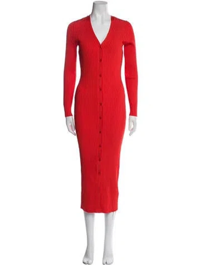 Pre-owned Pearl By Lela Rose V-neck Midi Length Dress In Orange