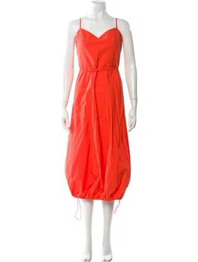 Pre-owned Pearl By Lela Rose V-neck Midi Length Dress In Orange