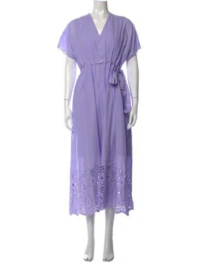 Pre-owned Pearl By Lela Rose V-neck Midi Length Dress In Purple