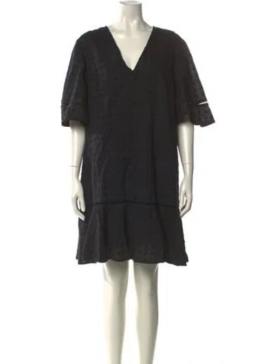 Pre-owned Pearl By Lela Rose V-neck Mini Dress In Black