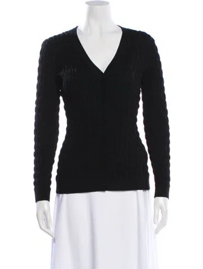 Pre-owned Pearl By Lela Rose V-neck Sweater In Black