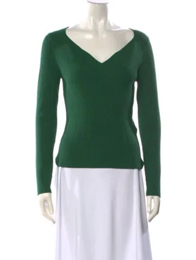Pre-owned Pearl By Lela Rose V-neck Sweater In Green