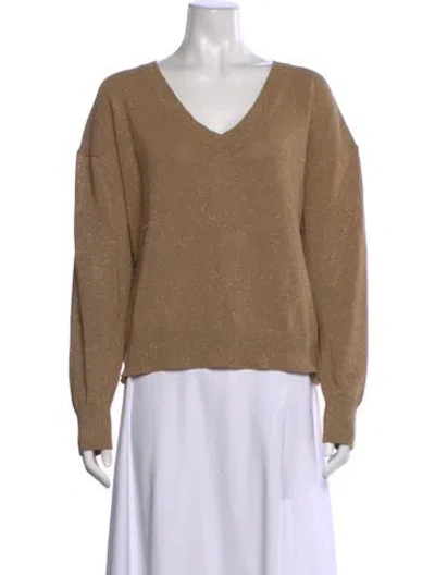 Pre-owned Pearl By Lela Rose V-neck Sweater In Neutral