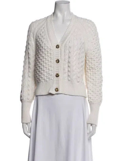 Pre-owned Pearl By Lela Rose V-neck Sweater In White