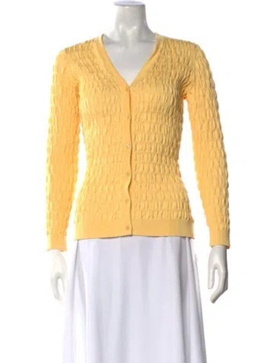 Pre-owned Pearl By Lela Rose V-neck Sweater In Yellow