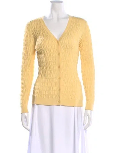 Pre-owned Pearl By Lela Rose V-neck Sweater In Yellow